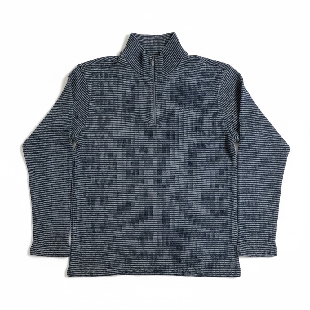 Michael Kors Quarter Zip Pullover Mens XL Blue Grey Stripe GUC Pre-Owned